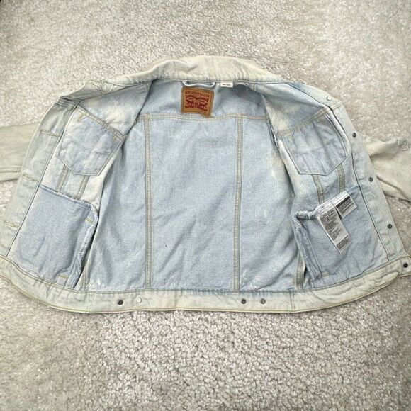 LEVIS Trucker Denim Jacket Light Bleached Wash Embroidered Floral - Picture 8 of 14